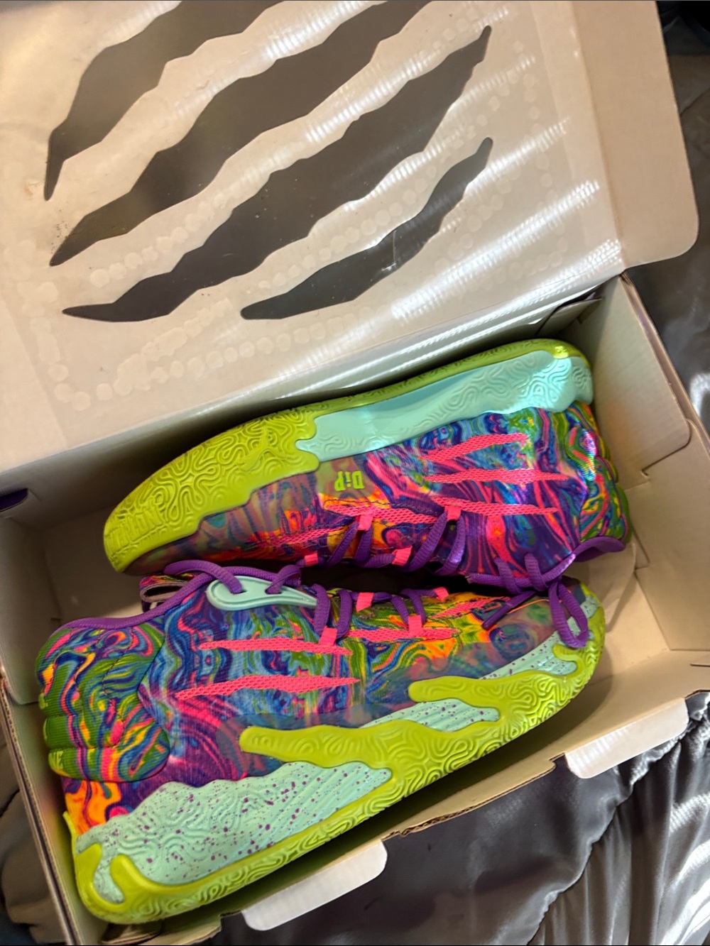 Puma Purple Sneaker Box with Colorful Paint Splatter